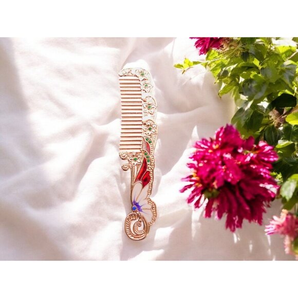 Vintage-Inspired Butterfly Mirror Comb Set Metal Handheld Compact Gift - Picture 5 of 12